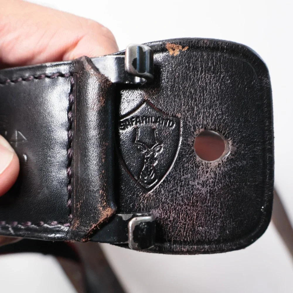 Safariland 42‎ MDL 88 Black Leather Police Duty Belt Double Prong Buckle Vintage